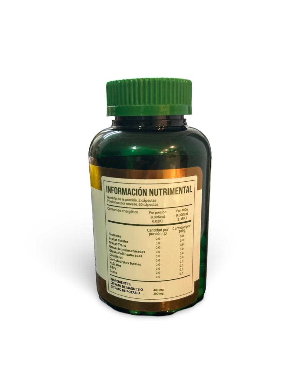 Citrato De Magnesio y Potasio 600 mg (60 Capsulas)
