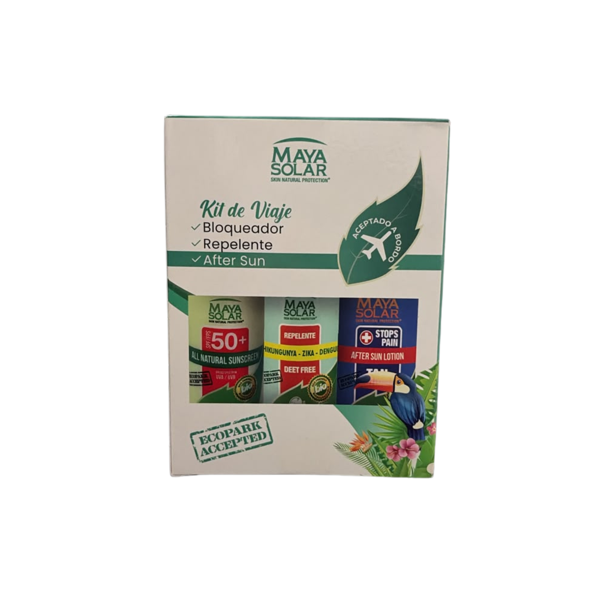 Kit de Viaje Maya Solar – Bloqueador Solar, Repelente y After Sun