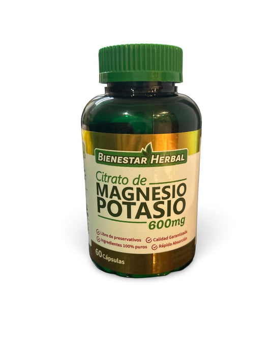 Citrato De Magnesio y Potasio 600 mg (60 Capsulas)
