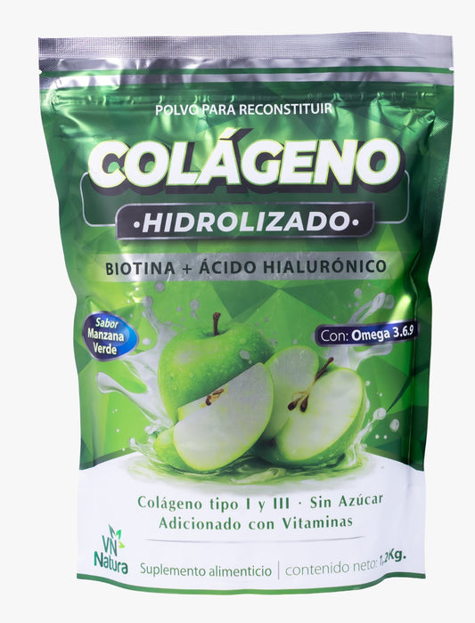 Colágeno Hidrolizado con Biotina y Ácido Hialurónico Sabor Manzana Verde — 1.2 kg